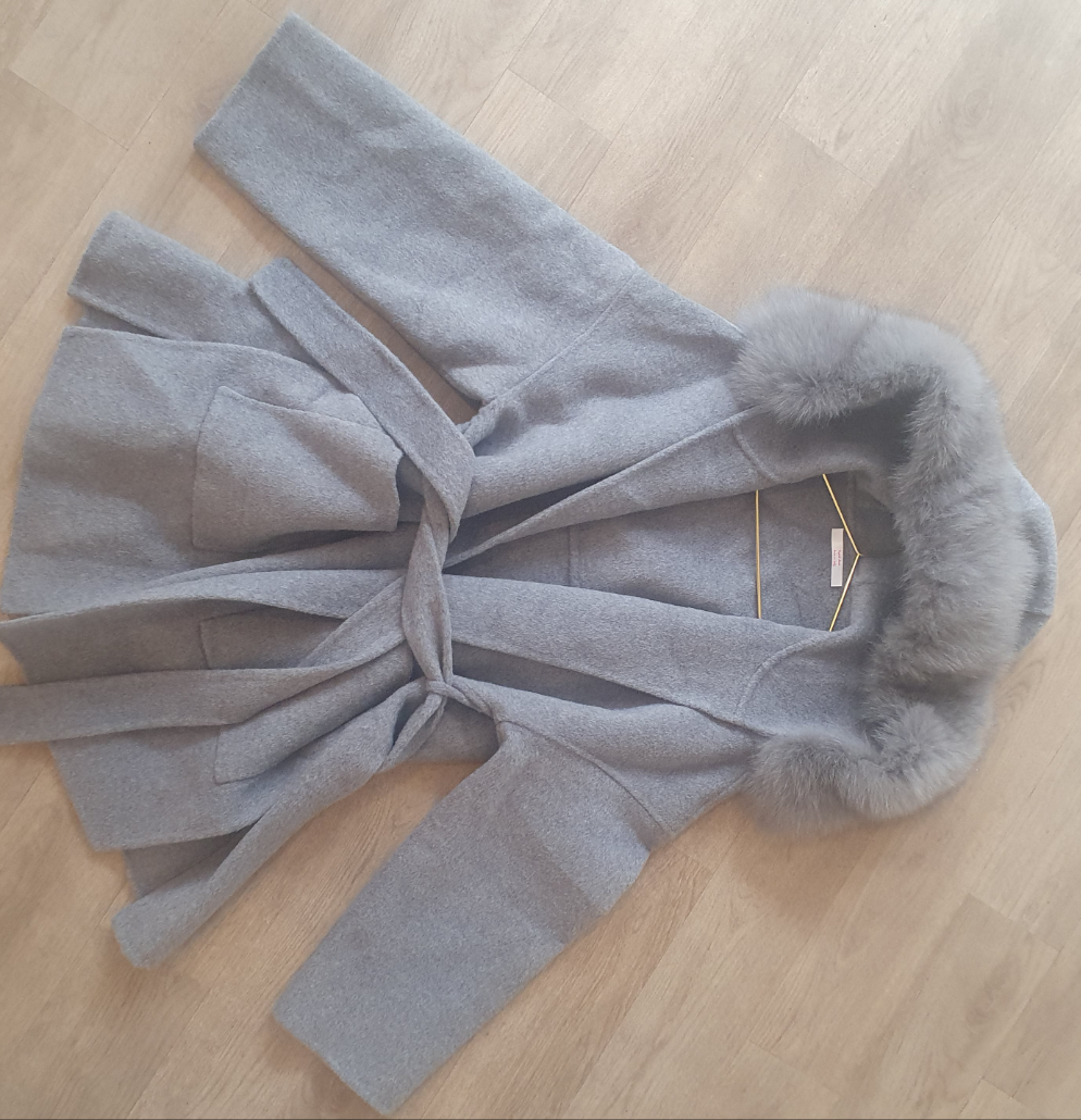 Grey Fox fur hooded coat