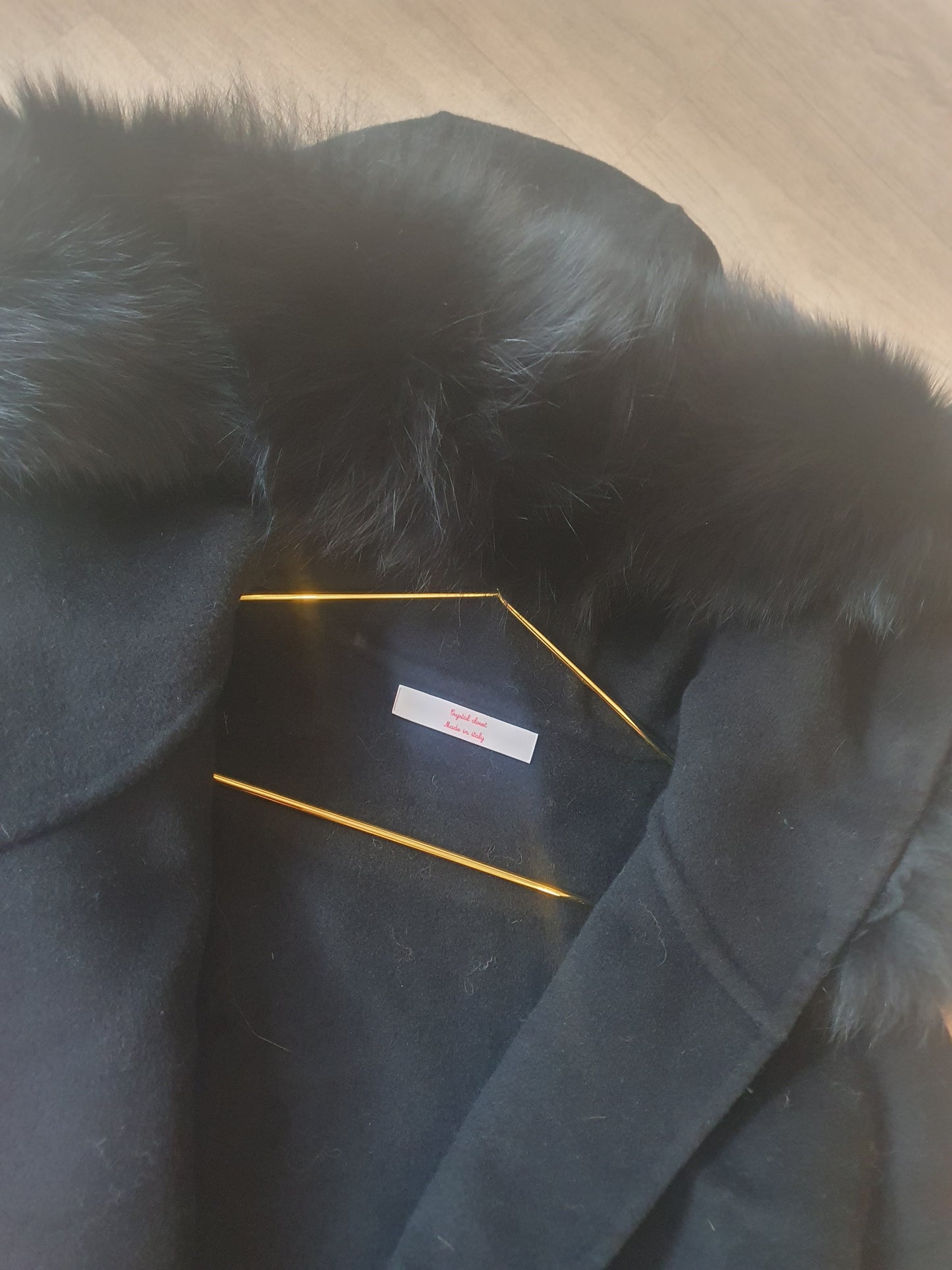 Black fox hood coat