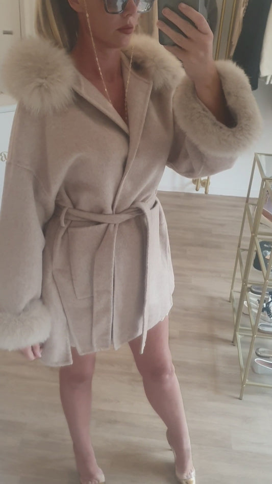 Natural fox hood & cuffs coats