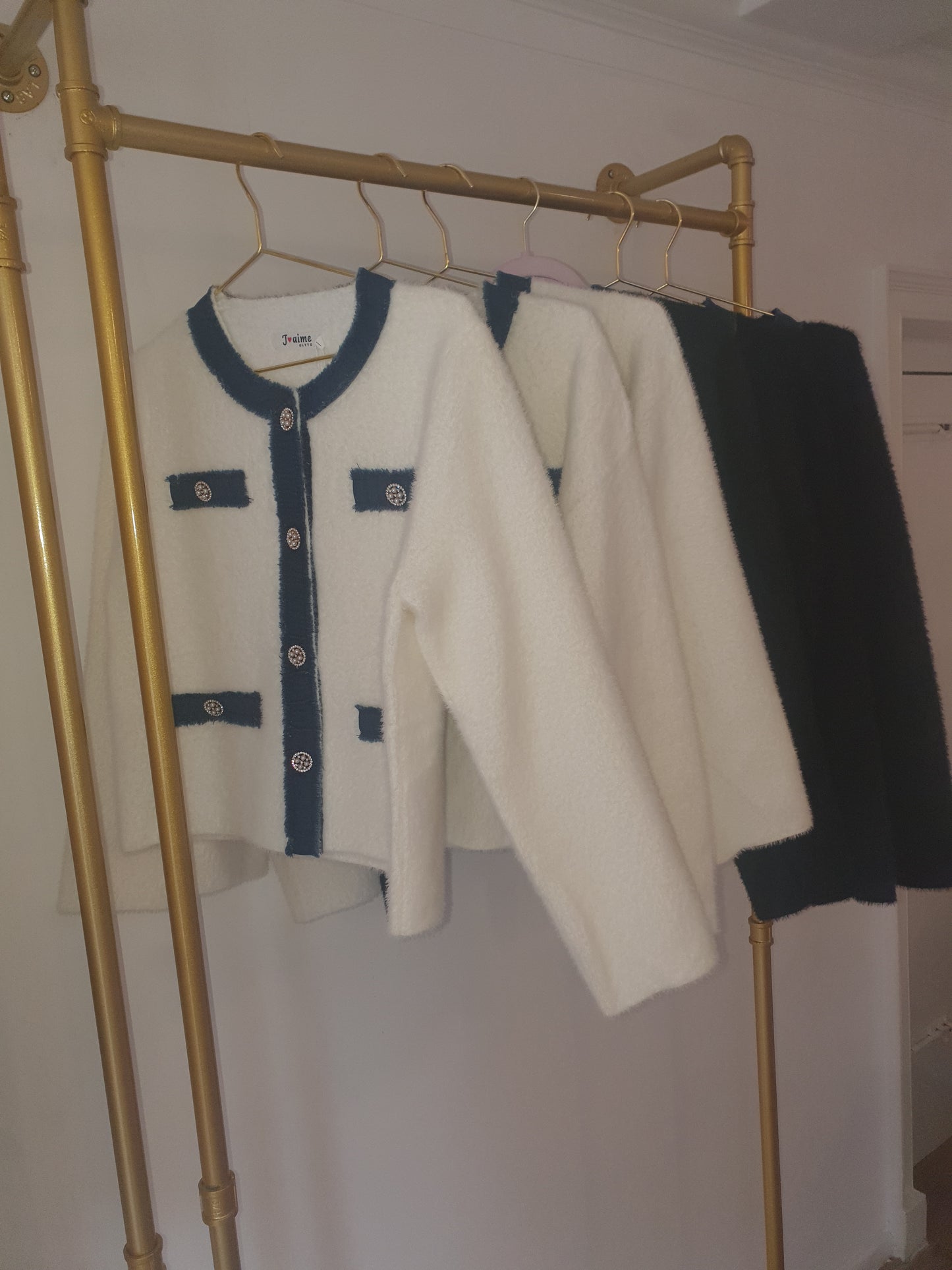 Ivory Denium detailed soft cardigan